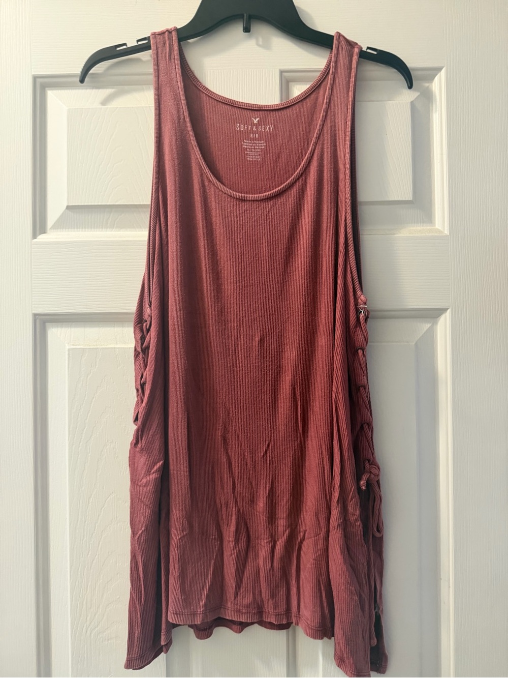 American Eagle Outfitters Rose Mauve Side Lace-Up Tank